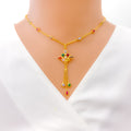 Graceful Diamond-Shaped CZ 22k Gold Necklace