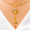 Graceful Diamond-Shaped CZ 22k Gold Necklace
