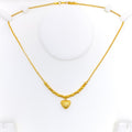 Dressy Heart Charm 22k Gold Necklace