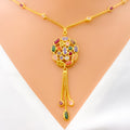 Dressy Oval CZ 22k Gold Necklace 