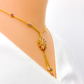 Colorful Marquise Flower CZ 22k Gold Necklace