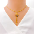 Bright Dangling Charm CZ 22k Gold Necklace