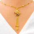 Bright Dangling Charm CZ 22k Gold Necklace