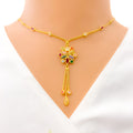 Bright Dangling Charm CZ 22k Gold Necklace