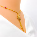 Bright Dangling Charm CZ 22k Gold Necklace