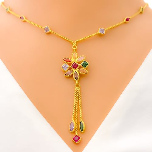 Lovely Lily CZ 22k Gold Necklace 