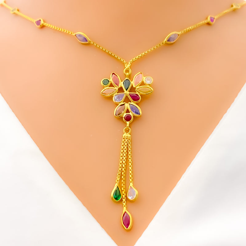 Delightful Delicate CZ 22k Gold Necklace