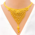 Gorgeous Netted V-Shaped 22k Gold Necklace Set 