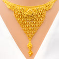 Gorgeous Netted V-Shaped 22k Gold Necklace Set 