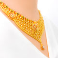 Vibrant Leaf Adorned 22k Gold Necklace Set 