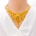 Extravagant Floral Jali 22k Gold Necklace Set 