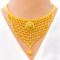 Extravagant Floral Jali 22k Gold Necklace Set 