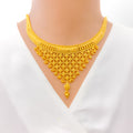 Decorative Drop Tassel 22k Gold Necklace Set 