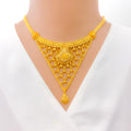 Delicate Floral Fanned 22k Gold Necklace Set