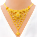 Delicate Floral Fanned 22k Gold Necklace Set