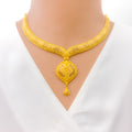 Reflective Striped 22k Gold Necklace Set 