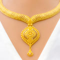 Reflective Striped 22k Gold Necklace Set 