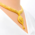 Reflective Striped 22k Gold Necklace Set 