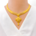 Classic Clover Drop 22k Gold Necklace Set 