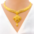 Classic Clover Drop 22k Gold Necklace Set 