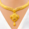 Classic Clover Drop 22k Gold Necklace Set 