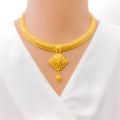 Traditional Floral Motif 22k Gold Necklace Set 