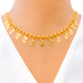 Delicate Leaf Charm 22K Gold Necklace Set 