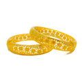 Intricate Ethereal Floral 22k Gold Bangle Pair