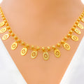 Sophisticated Spiral Charm 22K Gold Necklace Set 