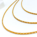 Slender Fancy Braided Rope 22K Gold Chain