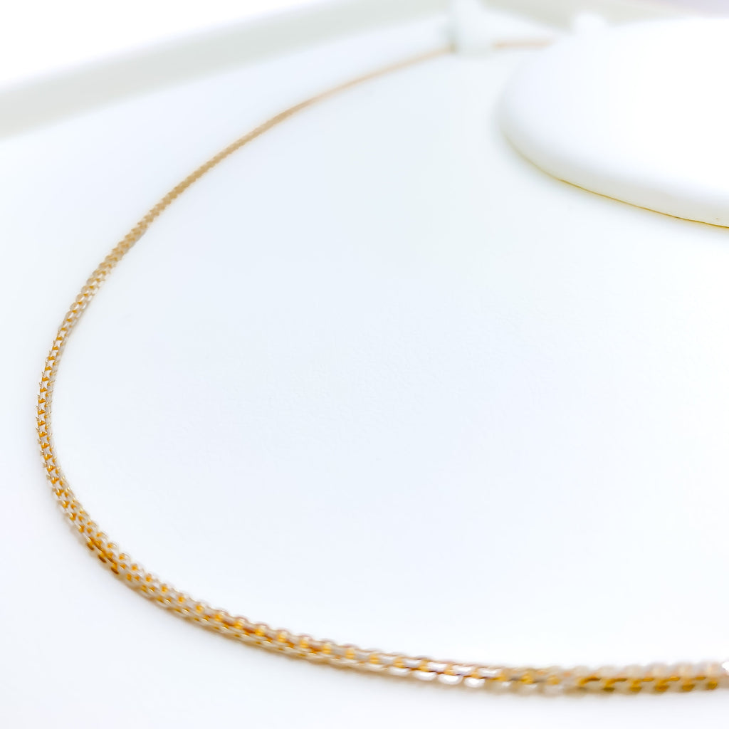 High Finish Slender Square Box 22K Gold Chain - 20