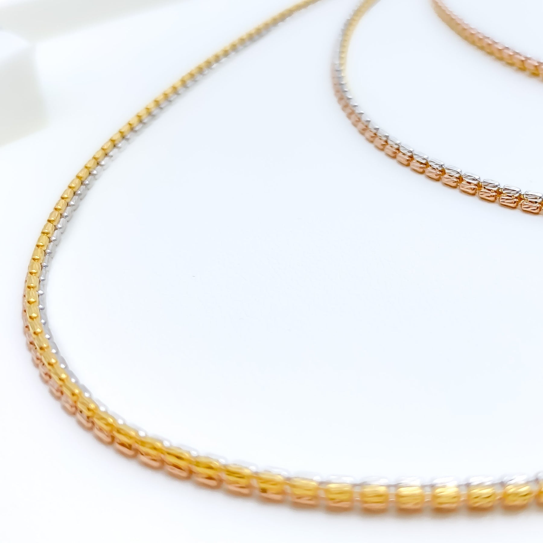 Three Tone Triangle Bead 22K Gold Chain 22