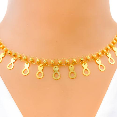 Dressy Drop Charm 22K Gold Necklace Set 