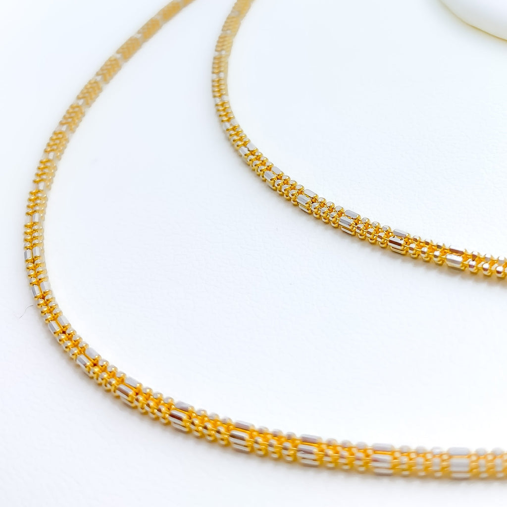 Alternating Two - Tone 22K Gold Chain - 16