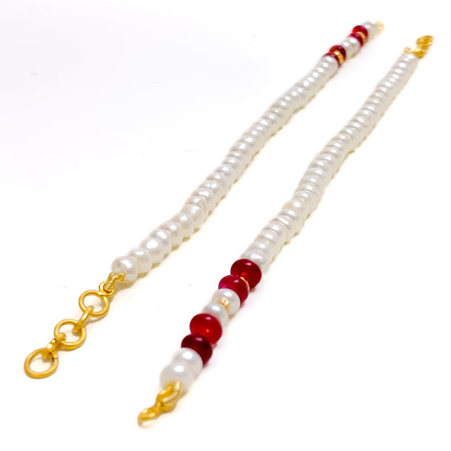 Precious Pearlescent 22k Gold Pearl Earrings Support Chain 