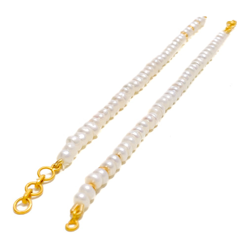 Flawless Mesmerizing 22k Gold Pearl Earrings Support Chain 