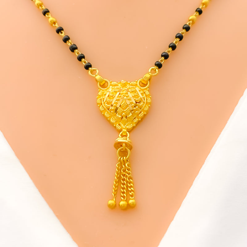 Delightful Striped Heart 22k Gold Mangal Sutra 