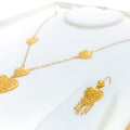 Trendy Tasteful Mesh Heart 21k Necklace Set 