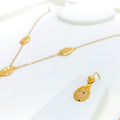 Festive Dangling Paisley 21k Necklace Set 
