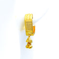 Alternating Dotted Striped 22K Gold V Shaped Bali Earrings