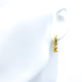 Chic Square Accented 22K Gold V Shaped Bali Earrings 