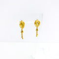 Smooth Finish Dotted Flower 22K Gold Bali Earrings