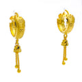 Smooth Finish Dotted Flower 22K Gold Bali Earrings