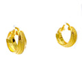 Glistening Striped Petite 22K Gold Bali Earrings