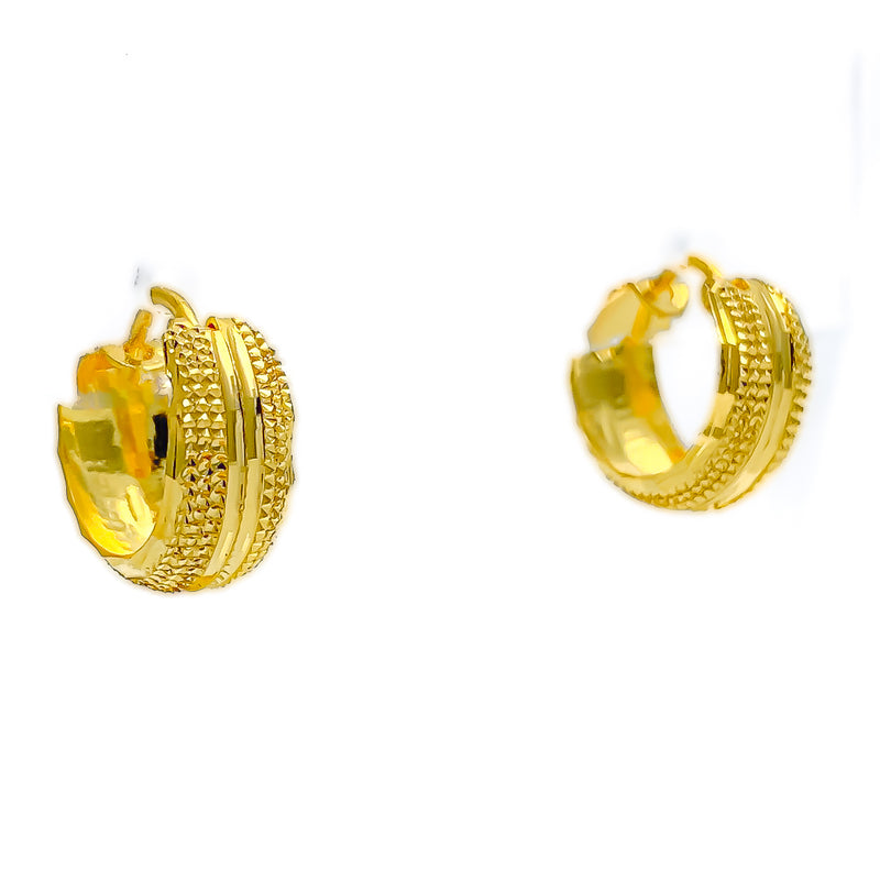 Modest Dual Dotted 22K Gold Bali Earrings