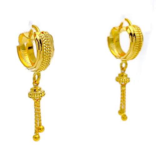 Sophisticated Dangling Chandelier 22K Gold Bali Earrings