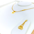 Dainty Dangling Heart 22K Gold Necklace Set 