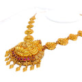 Magnificent Domed Oxidized 22K Gold Lakshmi Necklace