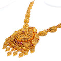 Traditional Paisley Accented Oxidized 22K Gold Necklace