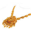 Traditional Paisley Accented Oxidized 22K Gold Necklace